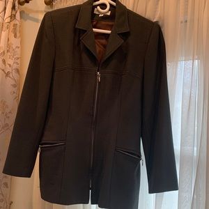 Olive Green Front Zipper Blazer